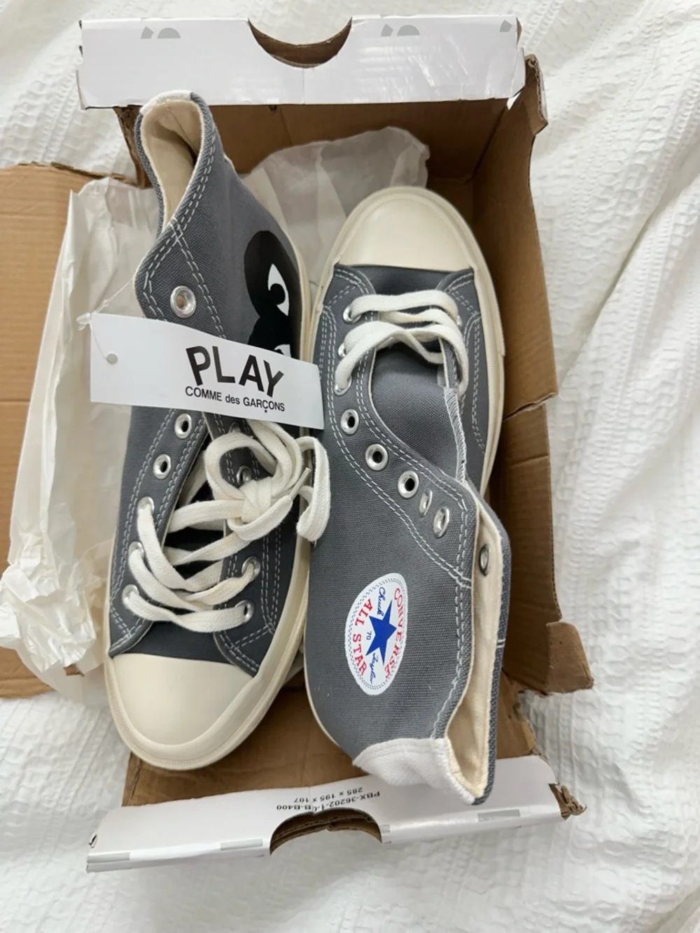 NEW Converse x Commes Des Garcons Chuck Taylor High Gray 8.5 Womens - Picture 2 of 5
